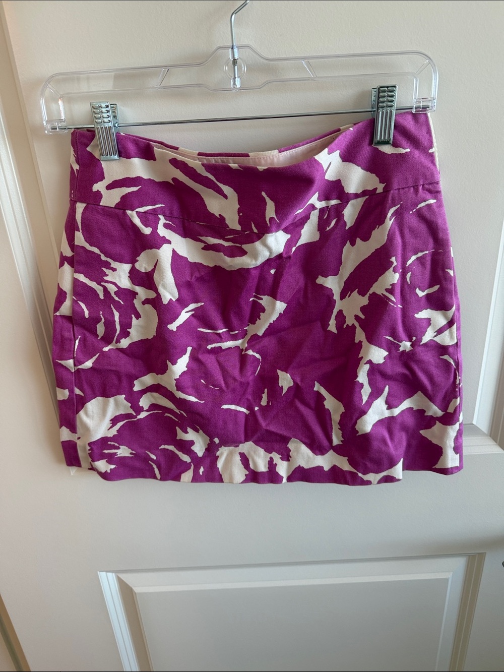 J. Crew Purple and White Mini Skirt with Pockets